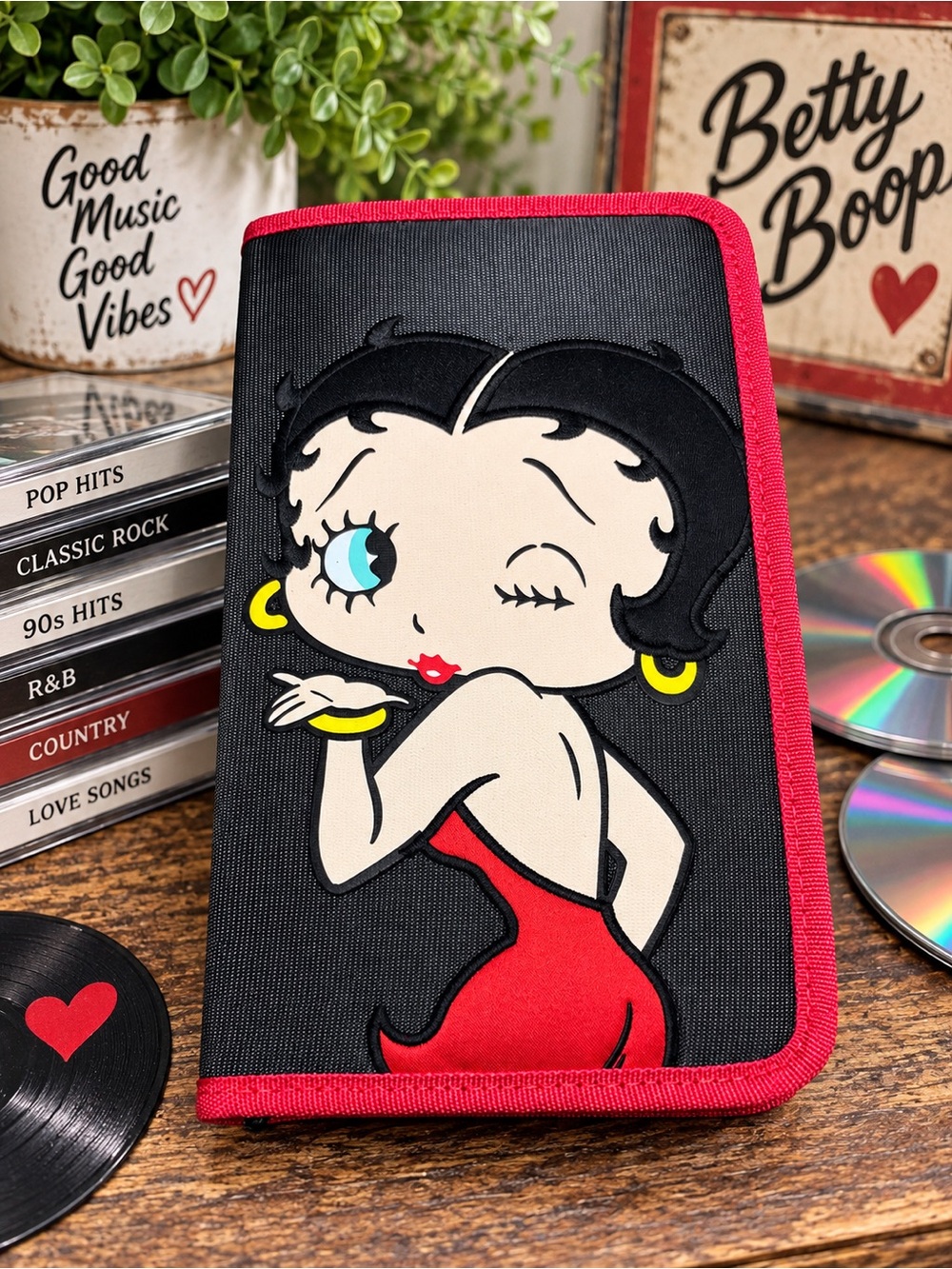 Betty Boop Zippered CD Case Includes 60 CDs Vintage Retro Music Storage